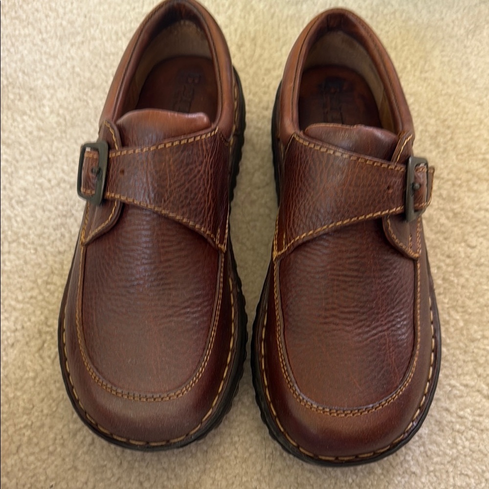 Born brown Leather Buckle Loafers
